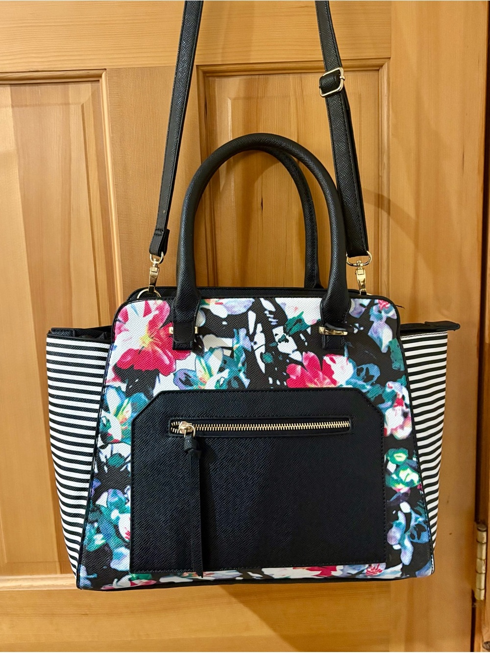 Apt.9 Floral & Stripe Convertible Tote NWOT